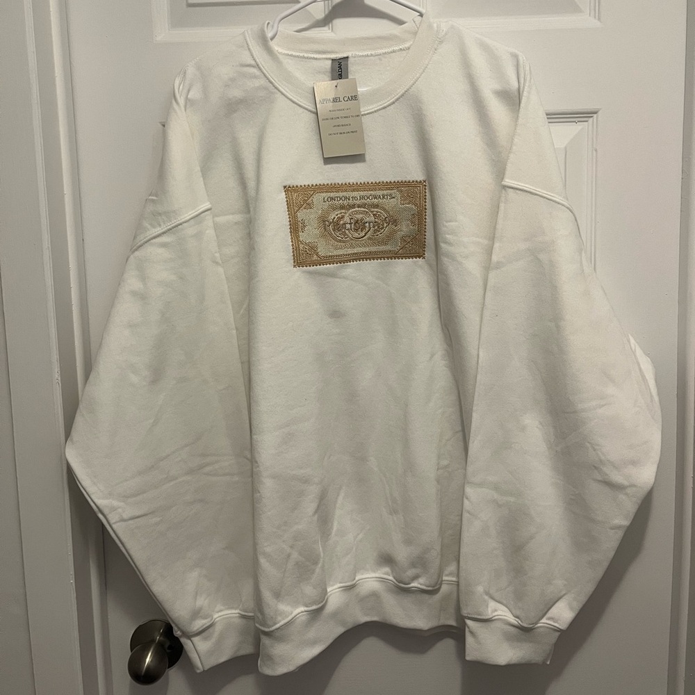 NWT Harry Potter Embroidered Hogwarts Express Ticket Crewneck Sweatshirt